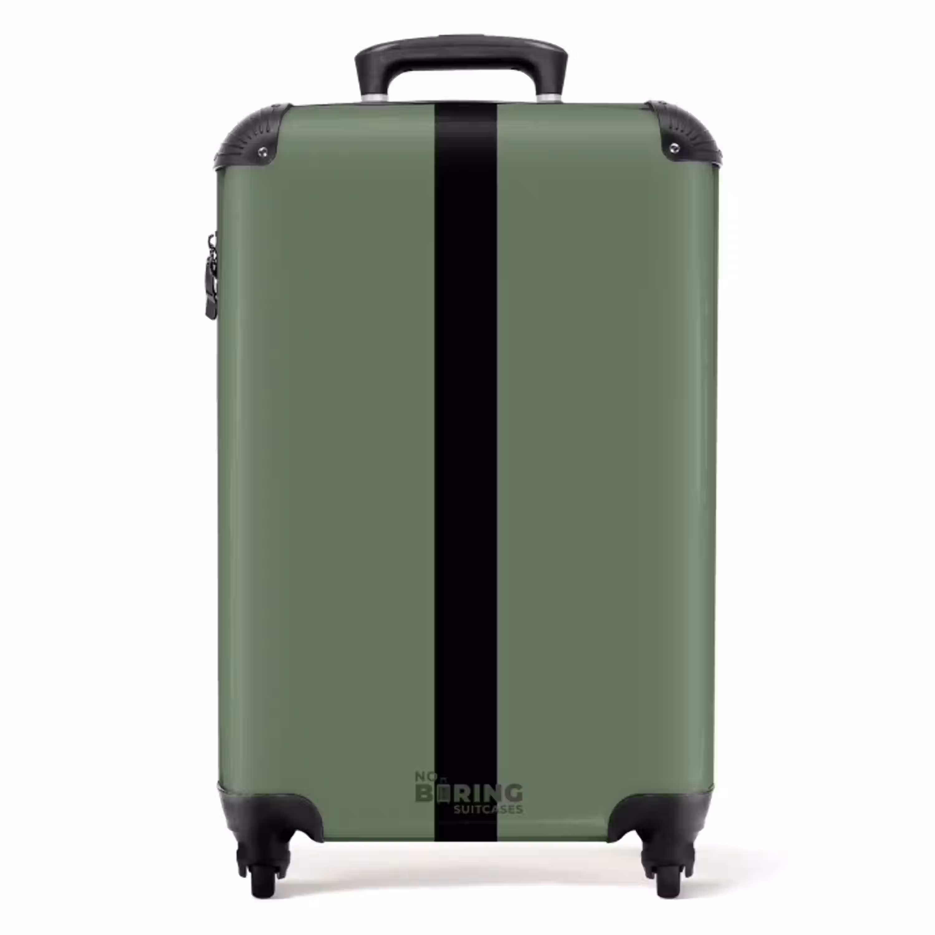 Minimal - Grijsgroen met zwarte streep NBS - Handbagage koffer - Unisex middel -productfoto_recht