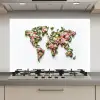 Wereldkaart - Kleurrijk - Bloemen - Lente keuken achterwand spatscherm klein -3d_website