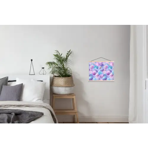 Schelpen - Paars - Blauw - Patroon textielposter latten blank klein -woonkamer