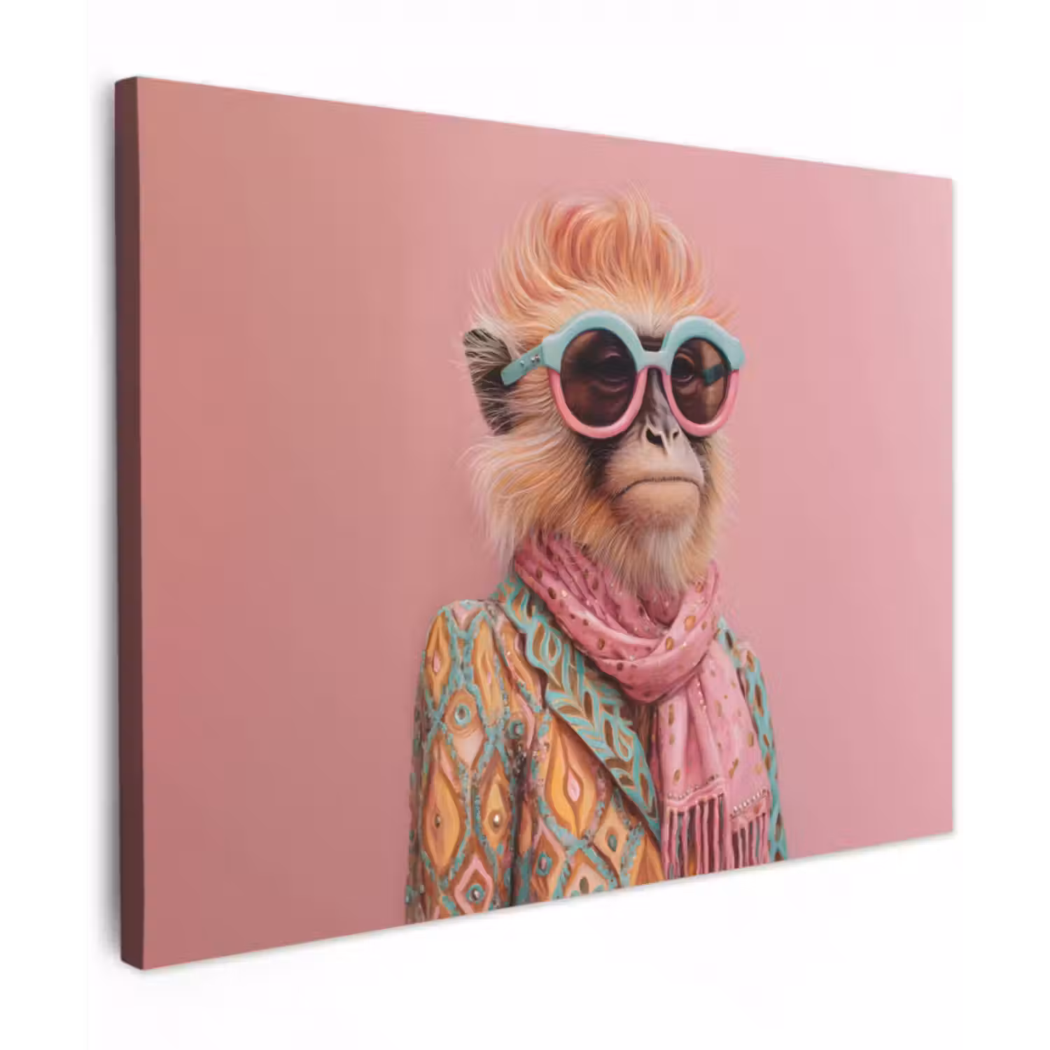 Leinwandbild - Halstuch - Affe - Sonnenbrille - Jacke