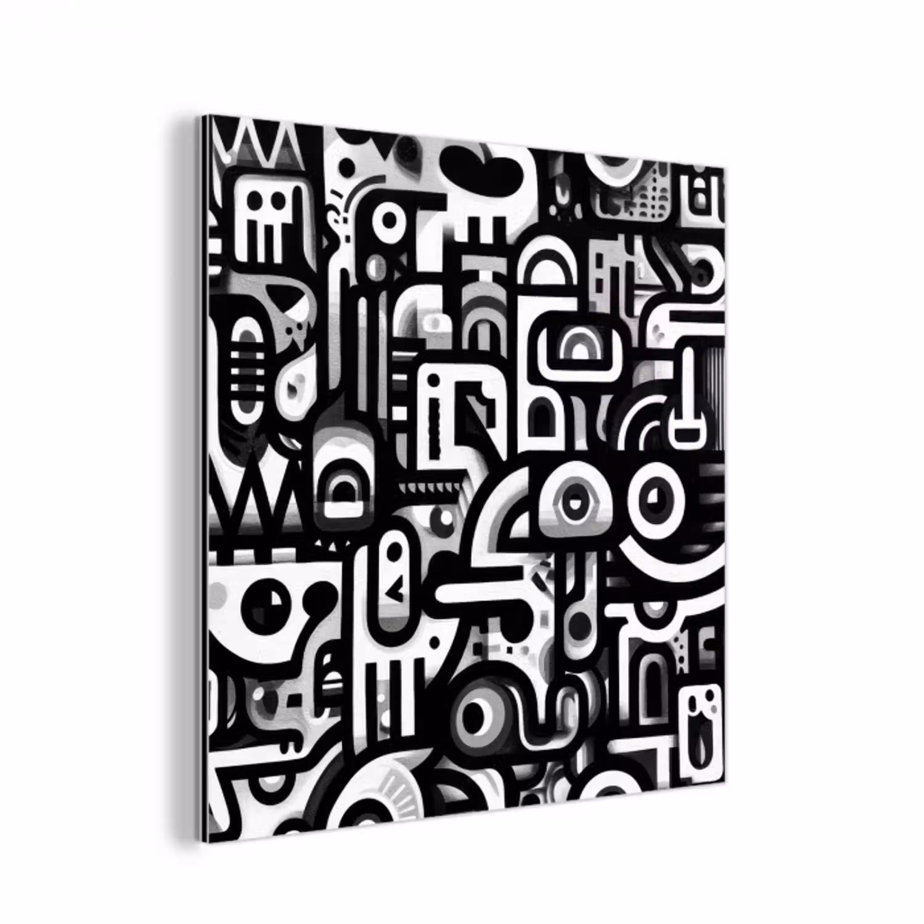 Symbolen - Abstract - Grafisch - Zwart aluminium wit klein -3d