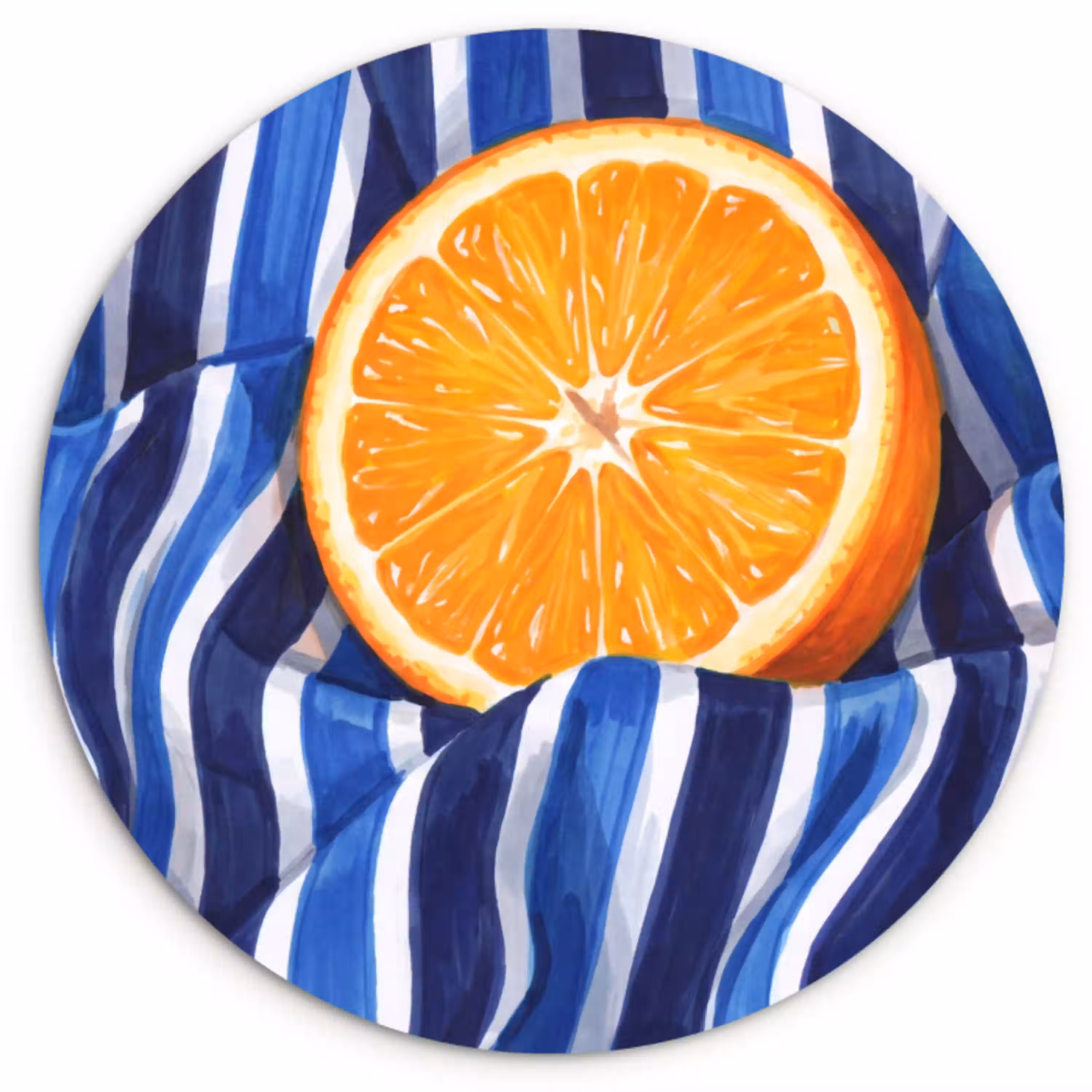 Eten - Fruit - Oranje Wandcirkel kunststof plaat 5mm dik klein -3d