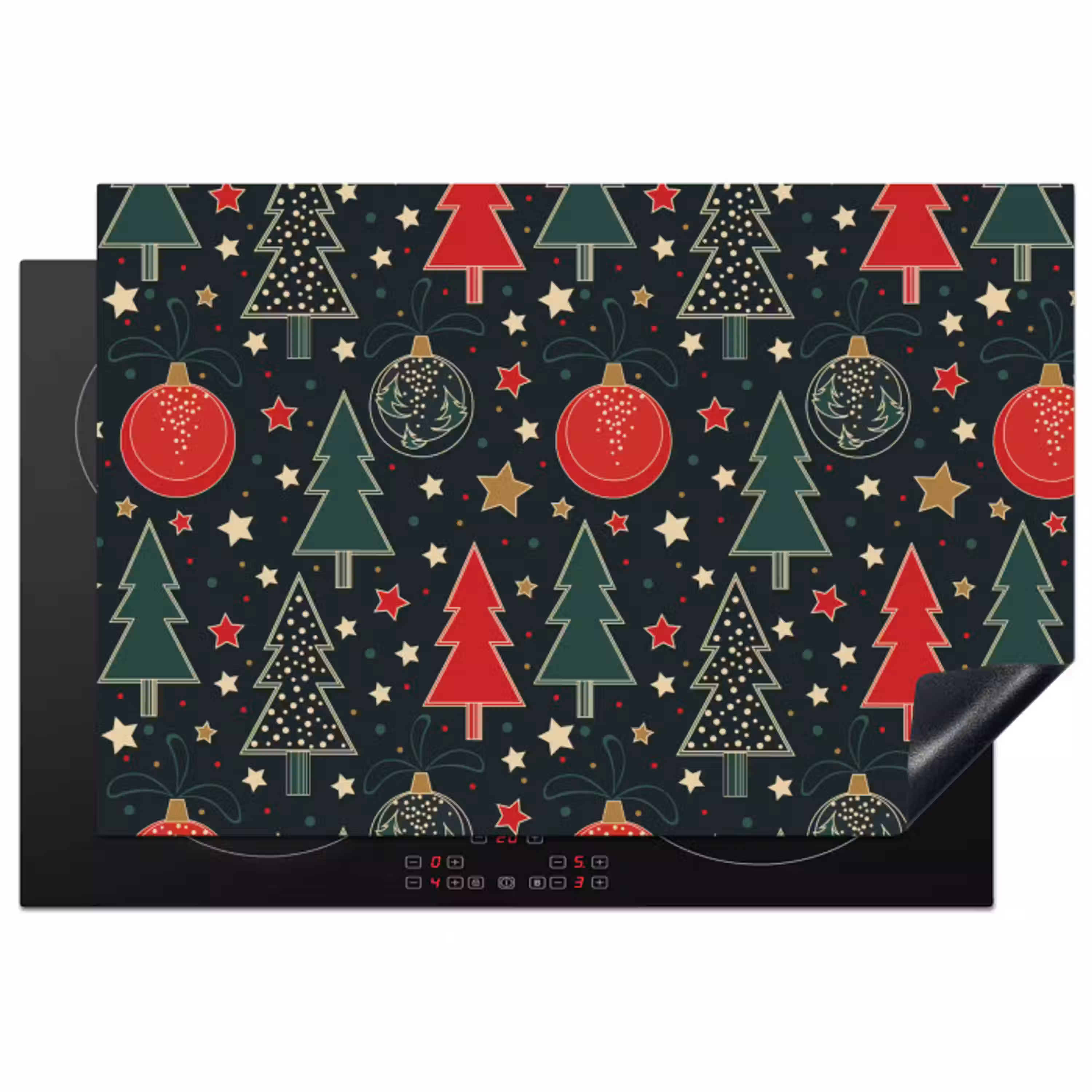 Illustratie - Kerst - Sterren - Groen Inductie beschermer vinyl 3mm klein 276 -3d
