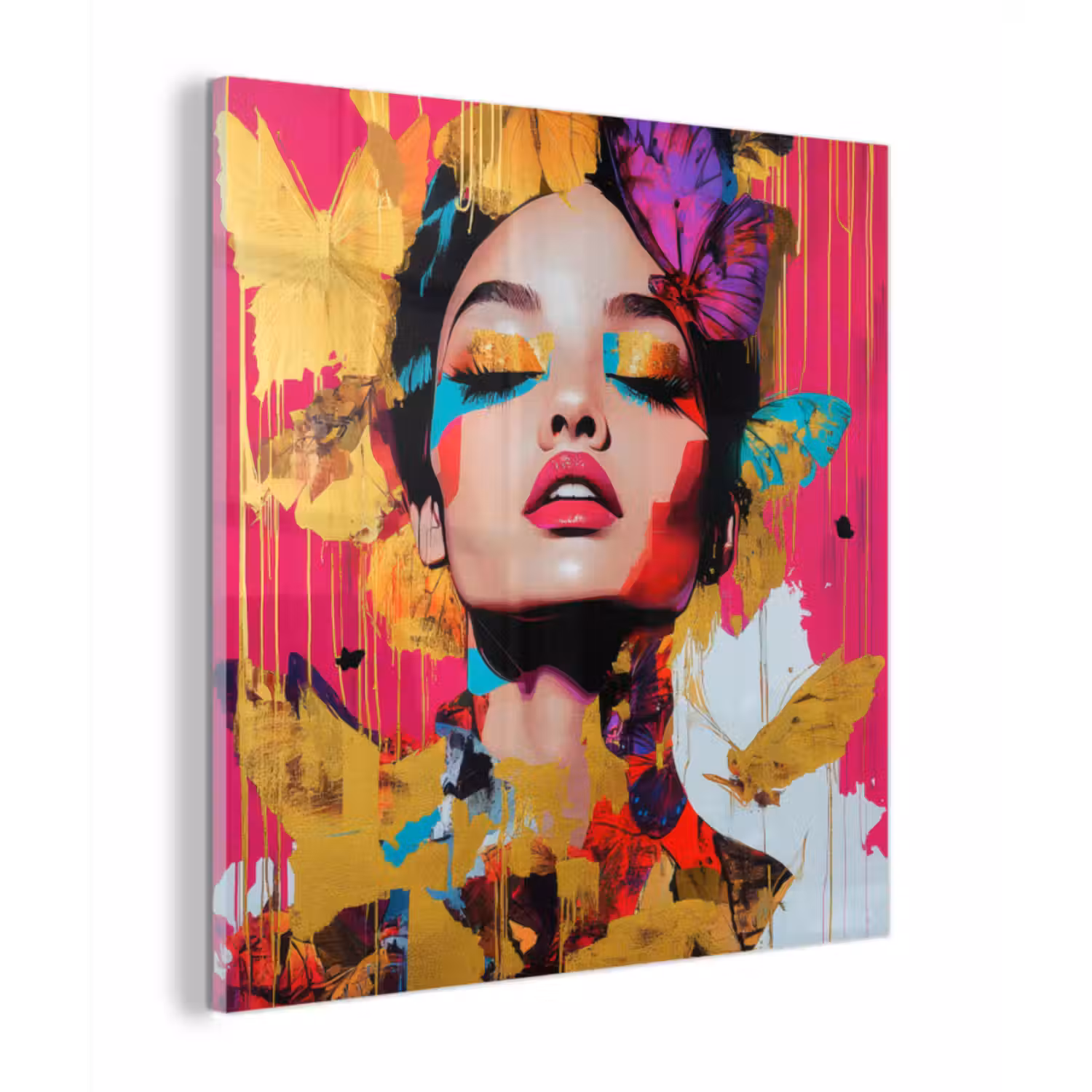 Glas schilderij - Vrouw - Abstract - Kleurrijk