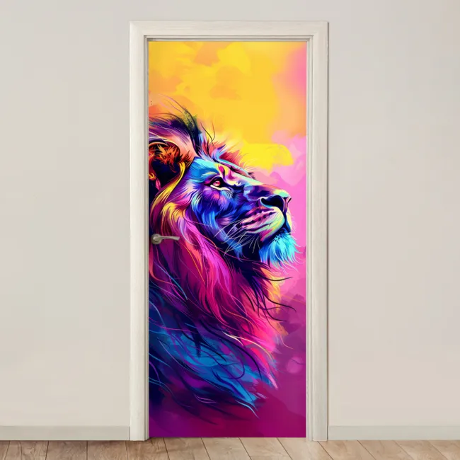 Deursticker - Leeuw - Verf- Kleuren - Dier
