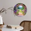 Doorkijk - Poort - Bloemen - Tuin Wandcirkel behangsticker klein -sfeer3