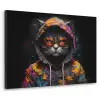 Kat - Jas - Graffiti - Bril - Zwart Textielframe zwart klein -3d