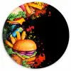 Fastfood - Graffiti - Hamburger - Eten - Modern Wandcirkel plexiglas klein -3d