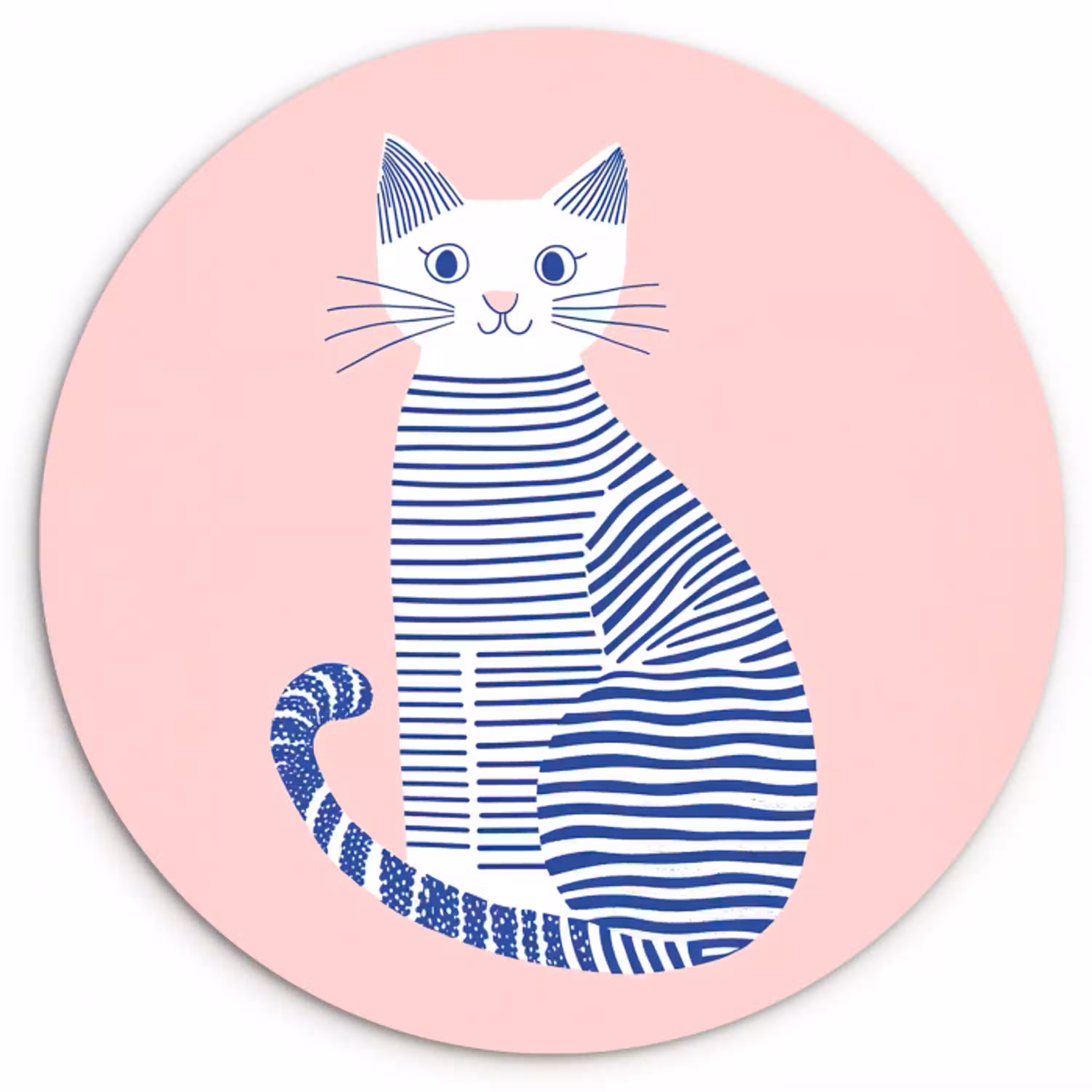 Kat - Illustratie - Minimalistisch - Roze Wandcirkel kunststof plaat 5mm dik klein -3d