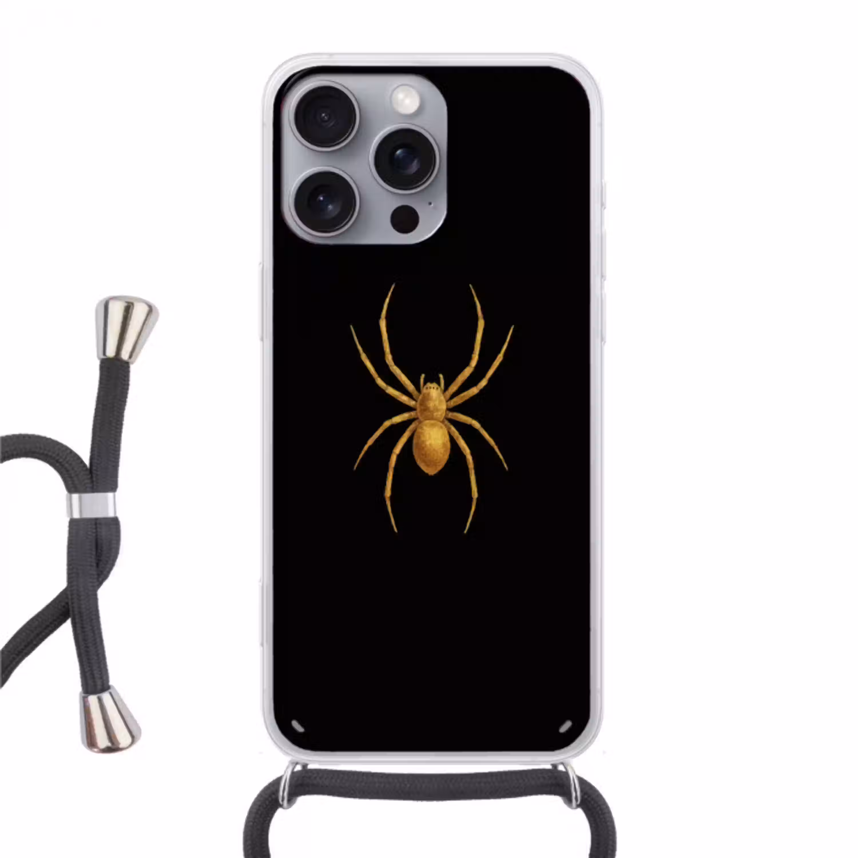 Spin - Goud - Minimalistisch - Poten Hoesje iPhone 16 Pro Max met koord klein -3d