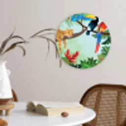 Jungle dieren - Toekan - Jongens - Meiden - Luipaard Wandcirkel kunststof plaat 5mm dik klein -sfeer4