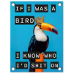 Vogel - Toekan - Blauw - Quotes tuinposter los doek klein -3d