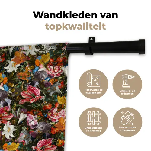Bloemen - Vlinder - Design - Kunst - Abstract - Schilderij - Oude meesters Wandkleed katoen klein -sfeer2