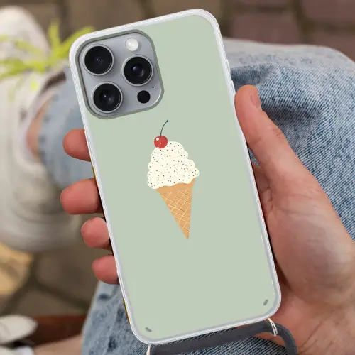 Illustratie - Ijsje - Spikkels - Kers Hoesje iPhone 16 Pro Max met koord klein -sfeer3