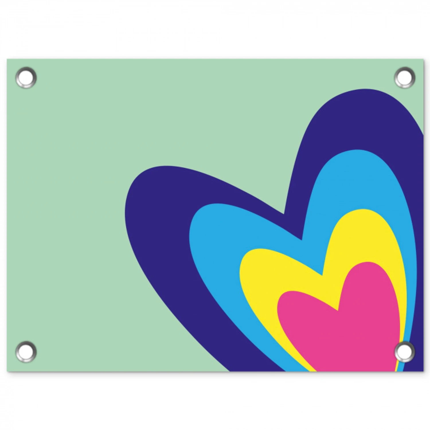 Hartjes - Kleurrijk - Valentijn tuinposter los doek klein -3d