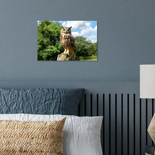 Uil - Boomstronk - Bos - Lucht poster papier klein -sfeer2