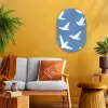 Vogels - Wit - Patroon Wandcirkel Ovaal Forex klein -sfeer4