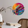 Kameleon - Tak - Gestreept - Bladeren Wandcirkel behangsticker klein -sfeer3