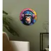 Graffiti - Chimpanzee - Street art - Koptelefoon - Aap Wandcirkel kunststof plaat 5mm dik klein -sfeer3