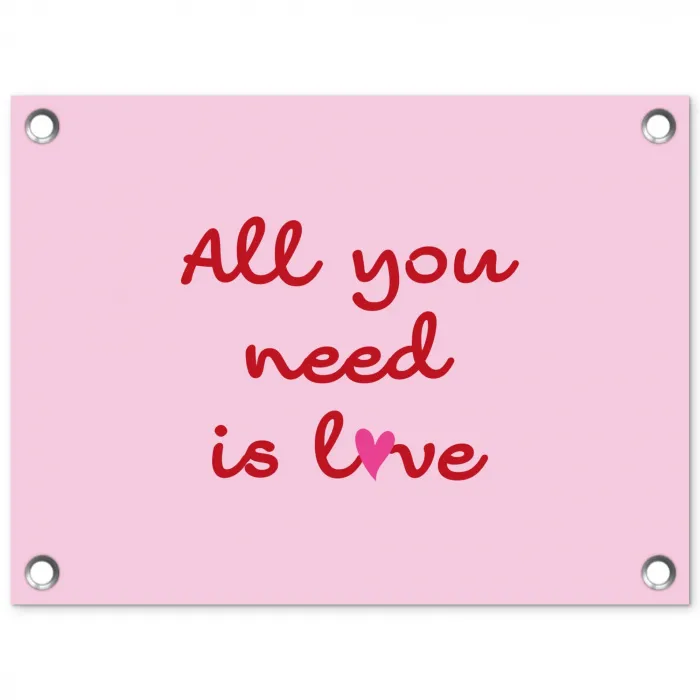 Tekst - Roze - Love - Hart tuinposter los doek klein -3d