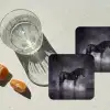 Paard - Magisch - Zwart onderzetter kurk middel -sfeer4
