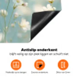 Stengels - Bloemen - Lucht - Wit Inductie beschermer vinyl 3mm klein -zzzzzzz-td-onderkant
