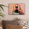 Kat - Roze - Stoel met bloemenmotief canvas 2cm klein -sfeer1
