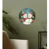 Sneeuwpop - Kerstsneeuw - Groen - Rood Wandcirkel behangsticker klein -sfeer2