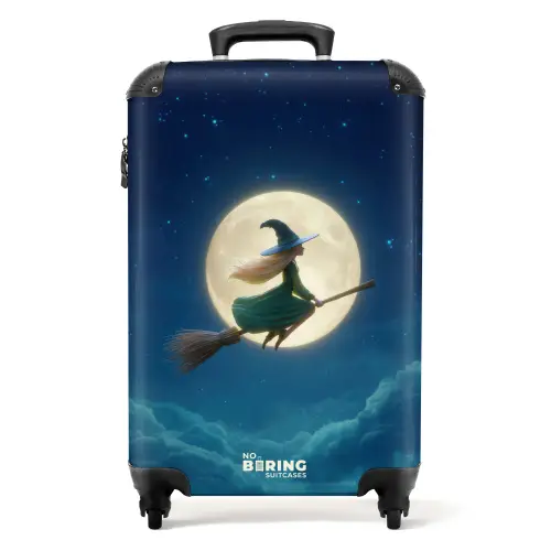 Heks op een bezem in de nacht NBS - Handbagage koffer - Kinderen Unisex middel -productfoto_recht