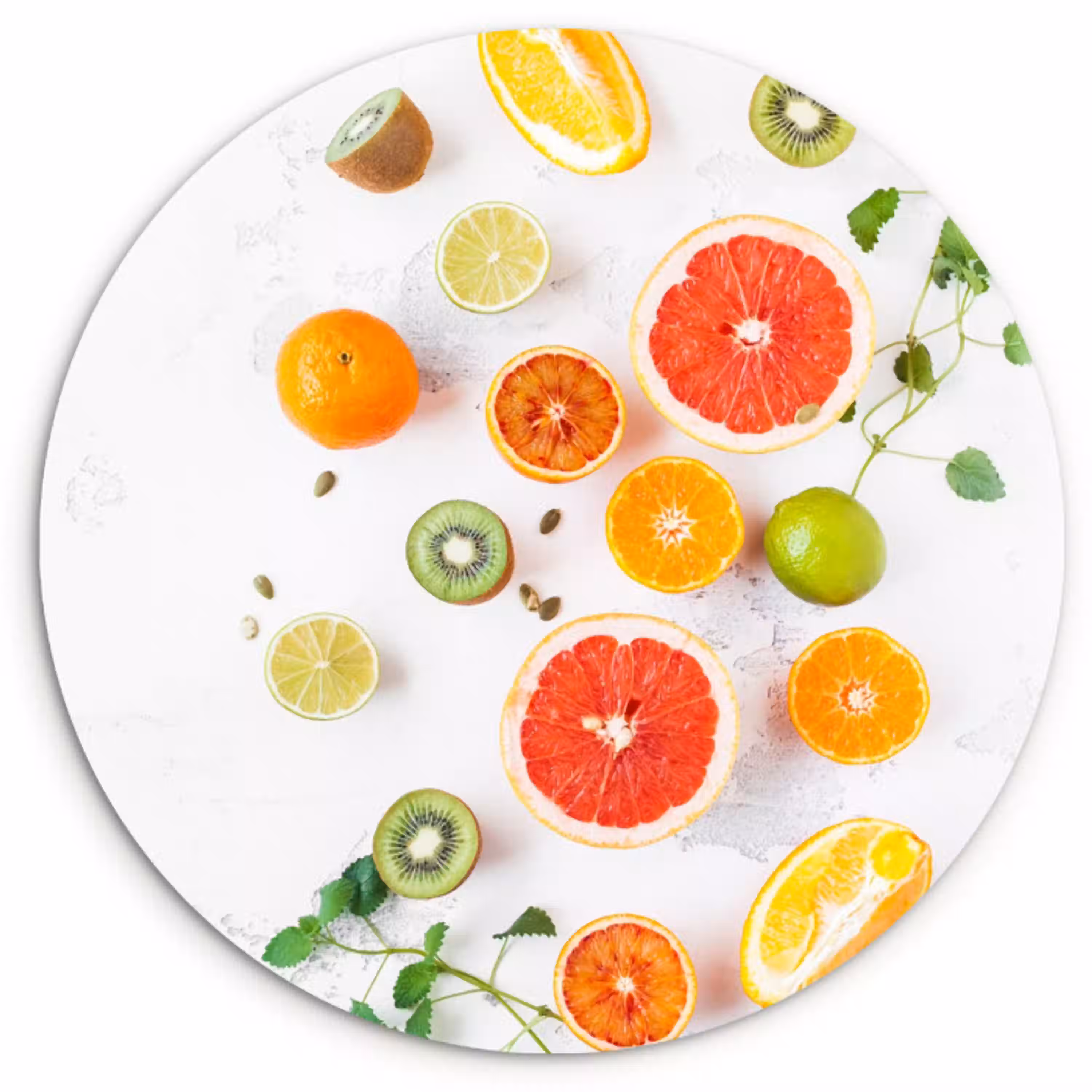 Citrus Zonnestralen KitchenYeah - Keuken - Wandcirkel Forex klein -3d