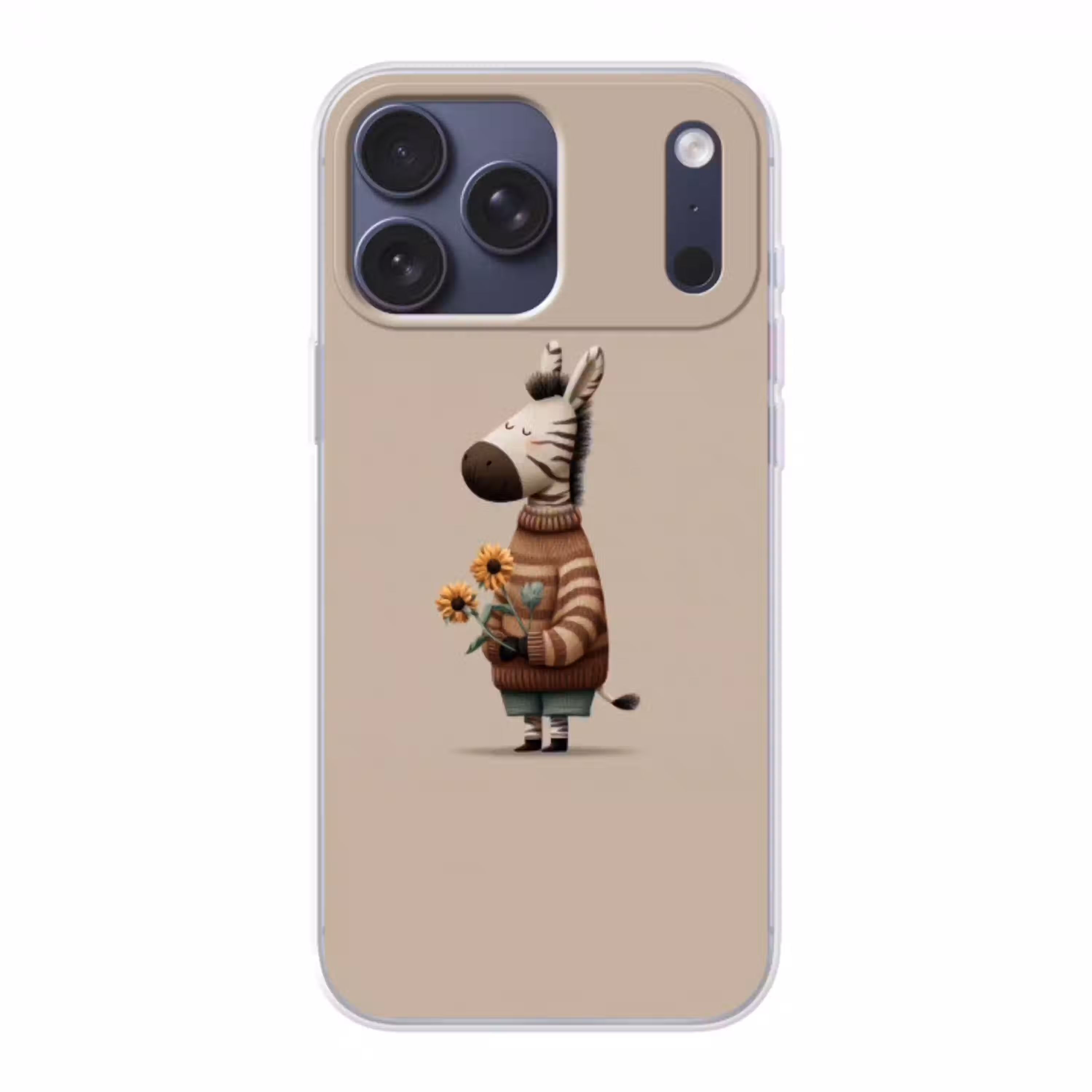 Zebra - Zonnebloemen - Warm Telefoonhoesje iPhone 17 Pro Max klein -3d
