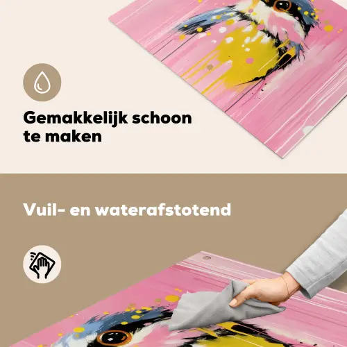 Vogel - Roze - Geel - Blauw Inductie beschemer met haakjes klein -ky-schoon-nl
