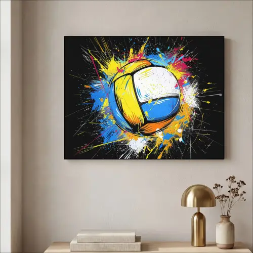 Graffiti - Sport - Volleybal - Bal Textielframe zwart klein -sfeer2
