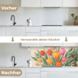 Tulpen - Abstract - Kleurrijk keuken achterwand 2 middel -voor-na_DE