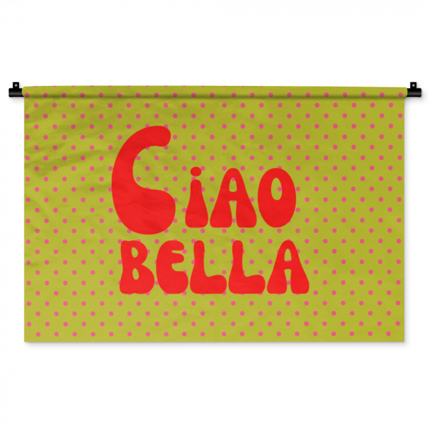 Ciao bella - Rood - Groen - Stippen Wandkleed katoen middel -zz3d