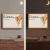 Pizza - Kaas - Pepperoni Light Box met batterij (Wandlamp) middel -sfeer3