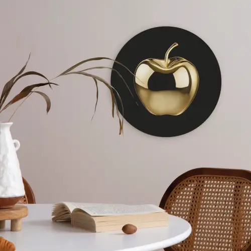 Appel - Goud - Chrome - Zwart Akoestische PET Vilt - Rond klein -sfeer3