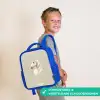 Eenhoorn omringd door stippen in neutrale kleuren Kinderrugzak - Blauw middel -sfeer3_NL