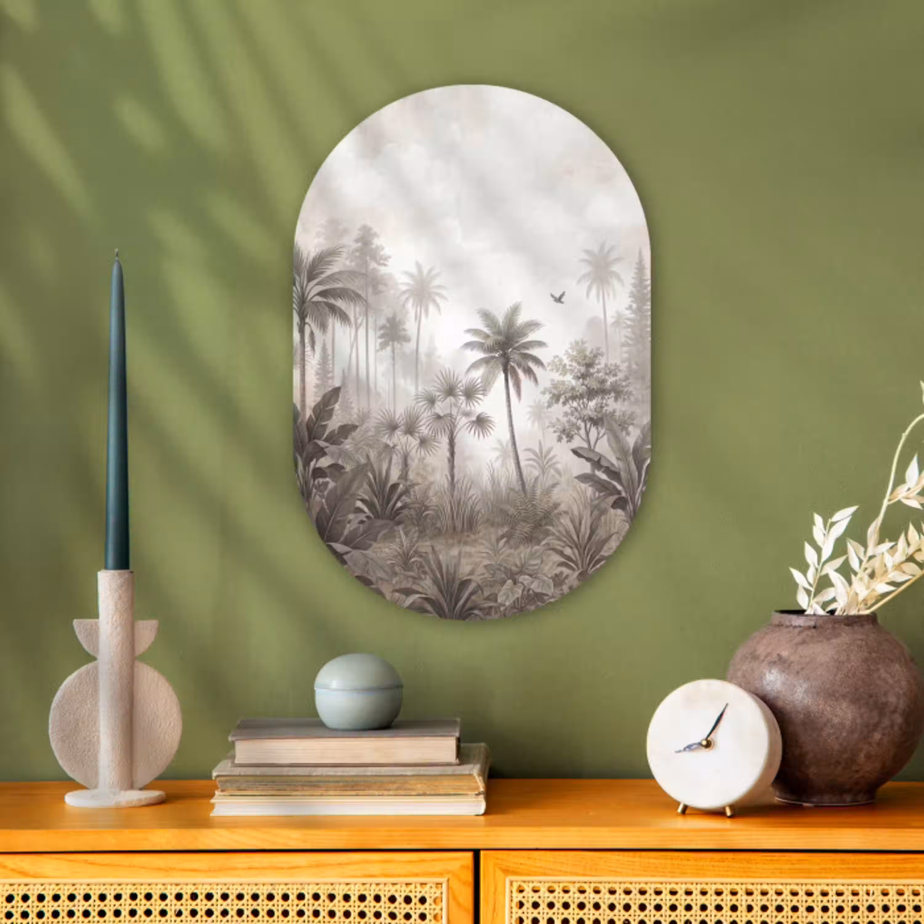 Jungle - Palmbomen - Natuur Wandcirkel Ovaal Forex klein -sfeer2
