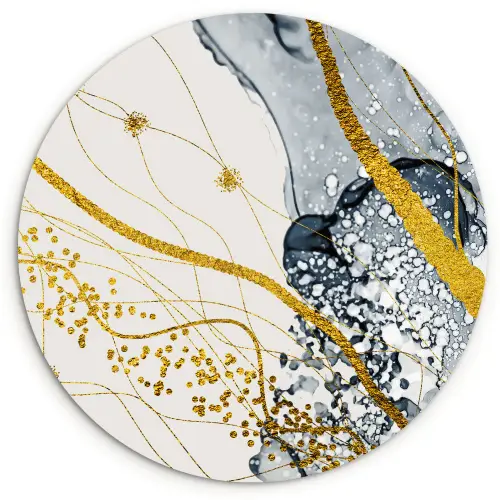 Abstract - Goud - Natuur - Kunst Wandcirkel kunststof plaat 5mm dik klein -3d