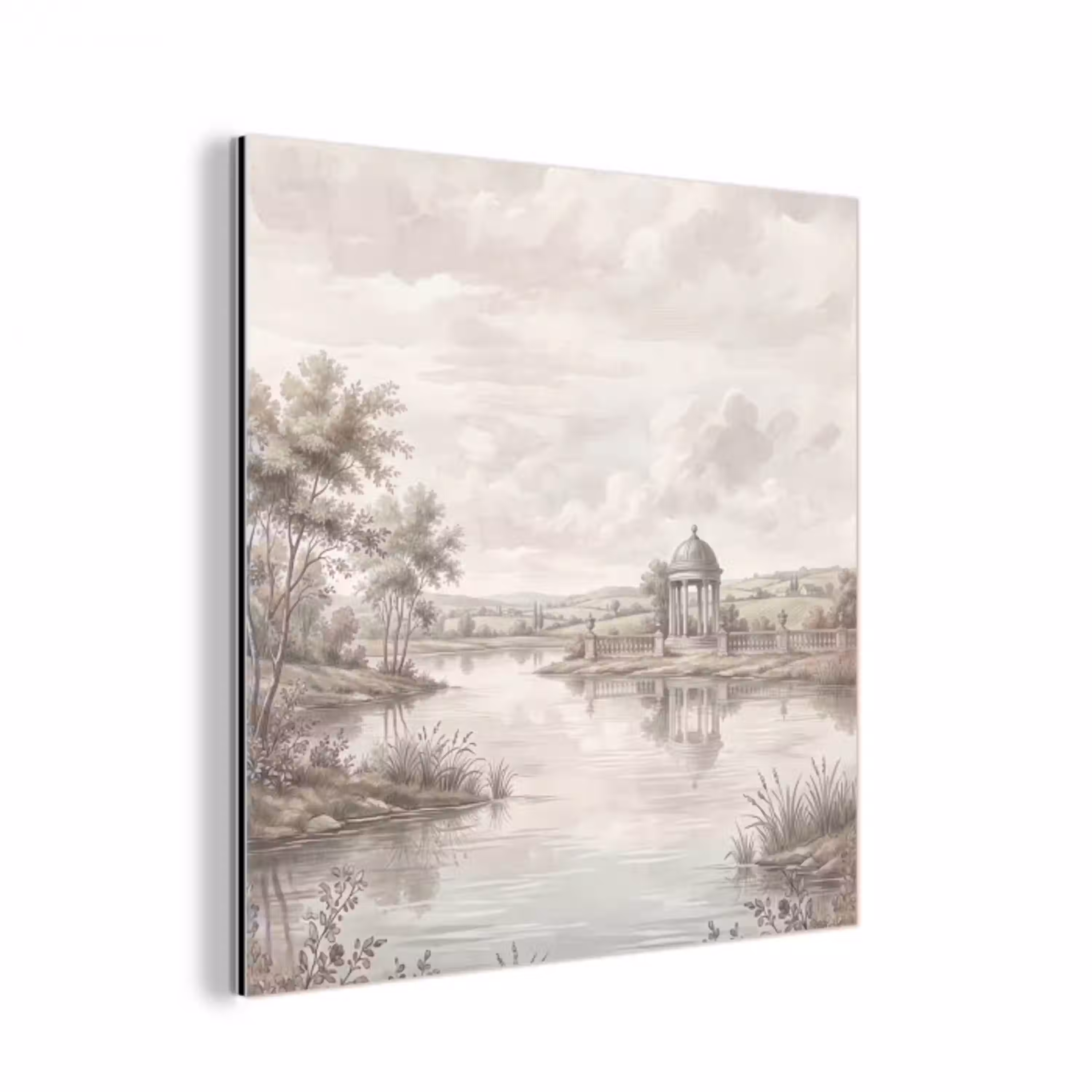 Landschap - Water - Natuur - Sepia aluminium wit klein -3d