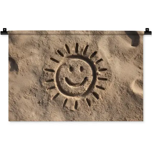 Gezichtje - Zon - Zand - Getekend Wandkleed katoen klein -zz3d