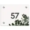 Wit met bladeren - Traditioneel Naambord Rechthoek middel -3d