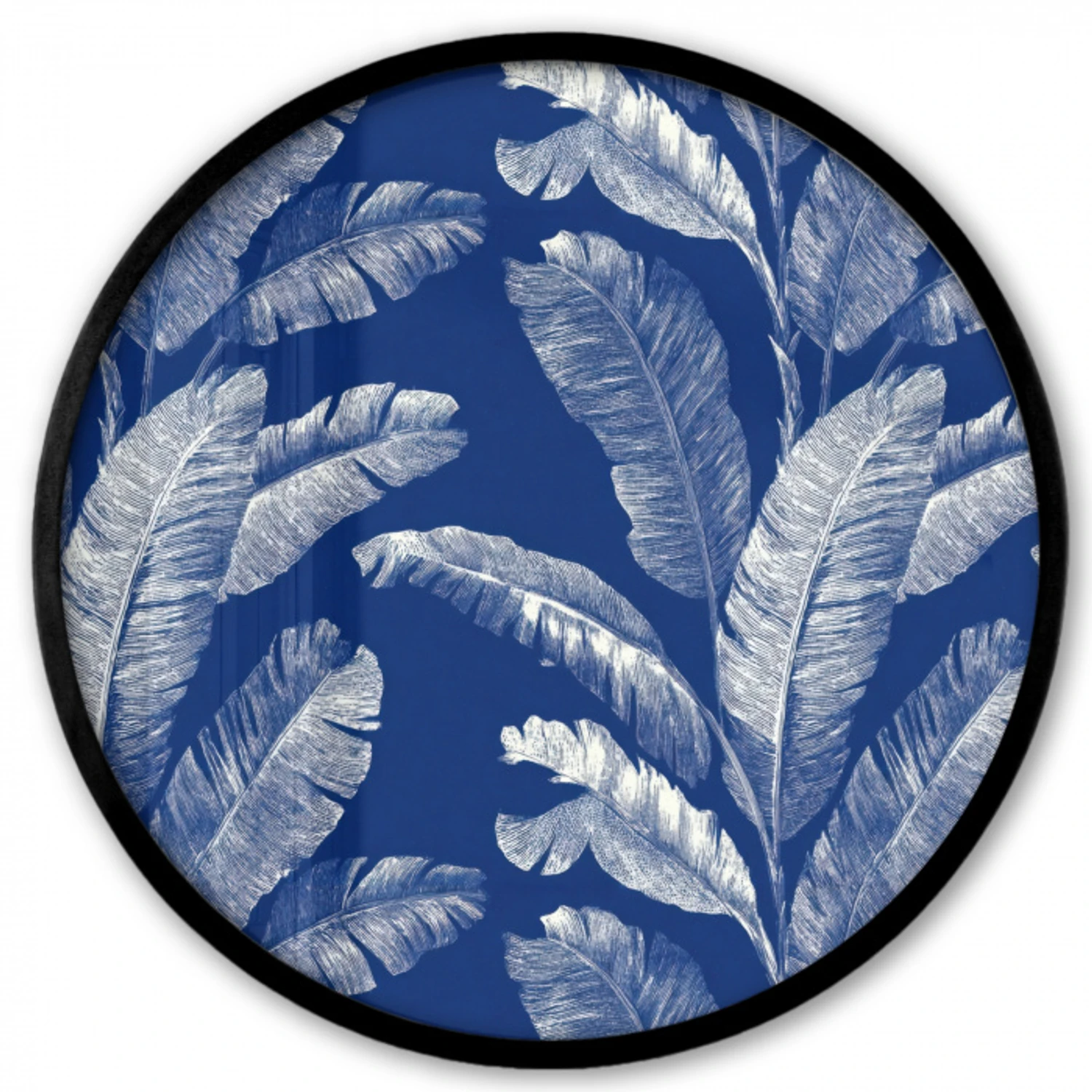 Blad - Palm - Blauw Fotolijst rond zonder passe partout klein 856 -3d