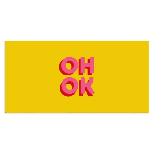 Oh ok - 3D - Geel - Roze Muismat XXL klein -3d_leeg