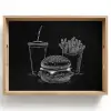 Hamburger - Friet - Frisdrank - Krijttekening Dienblad Rechthoek middel -z3d_shopping