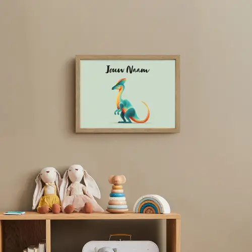 Dino - Cartoon - Oranje - Poten Light Box met batterij (Wandlamp kind) middel -sfeer2_kind