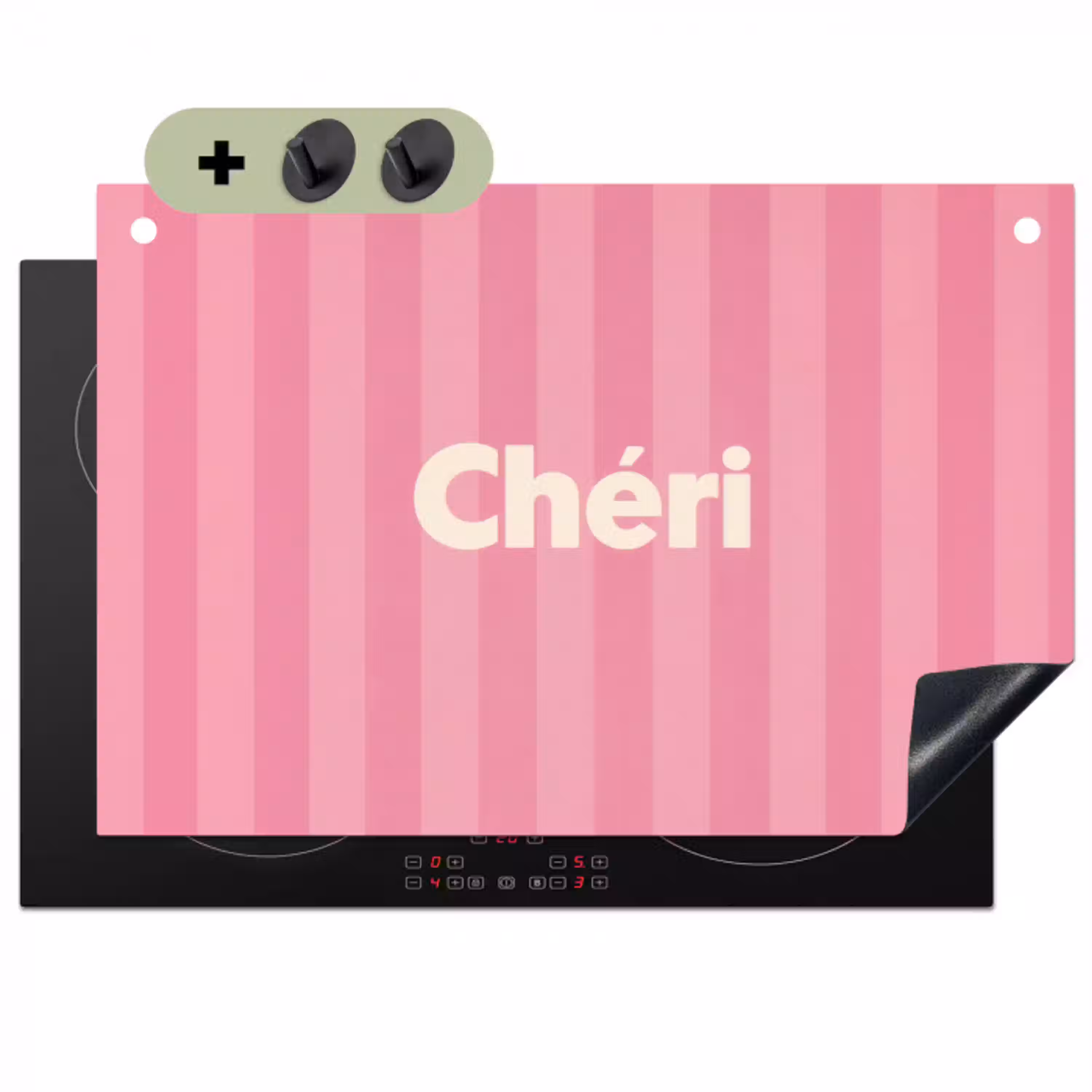 Gestreept - Roze - Chéri Inductie beschemer met haakjes klein -3d