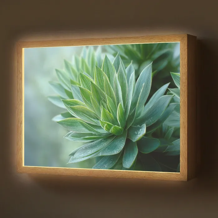 Blad - Plant - Groen - Textuur Light Box met batterij (Wandlamp) middel -z3d_website