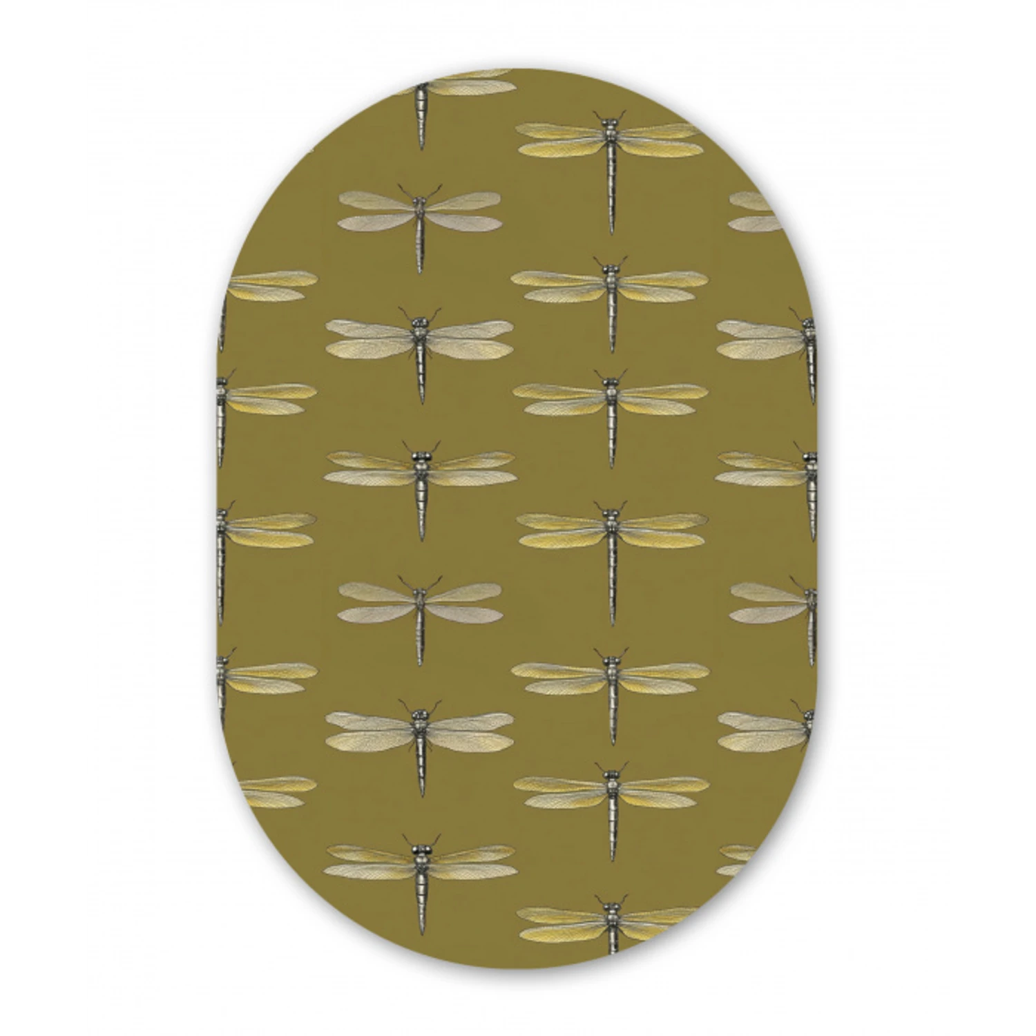 Libellen - Patroon - Groen Wandcirkel Ovaal Forex klein 630 -3d